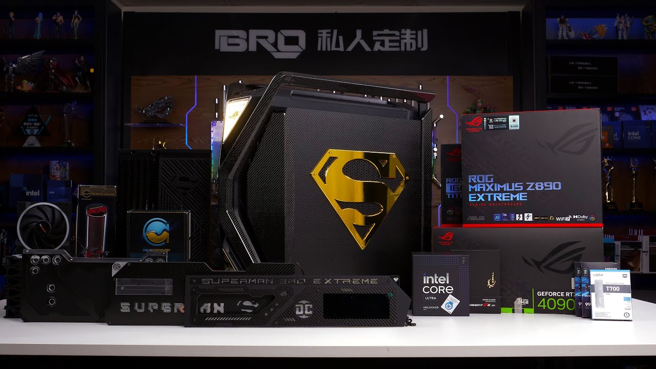「BRO」4K Water Cooled PC Build ROG Hyperion GR701 Carbon Fiber Super Man Theme.
