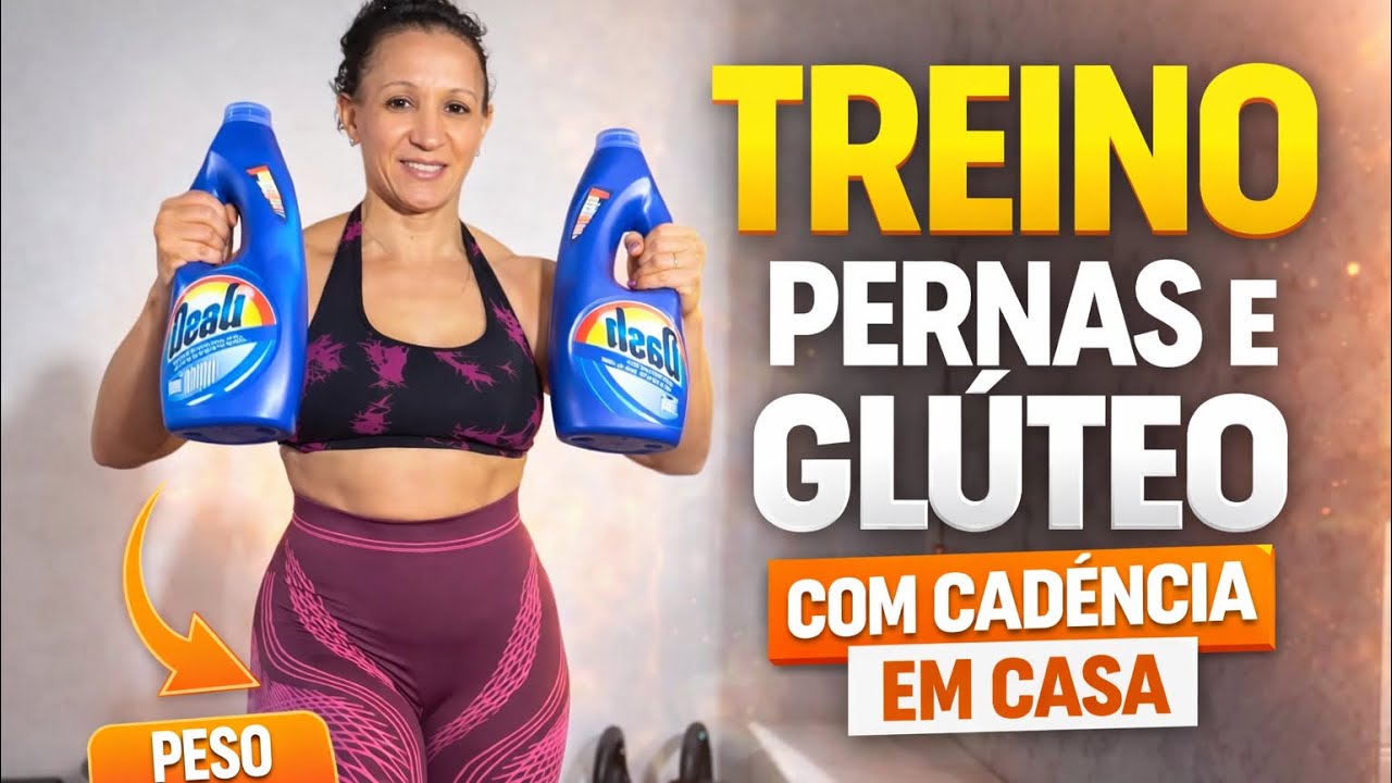  TREINO DE INFERIORES EM CASA 💪 Pernas e Glúteos com Pesos Improvisados 🔥