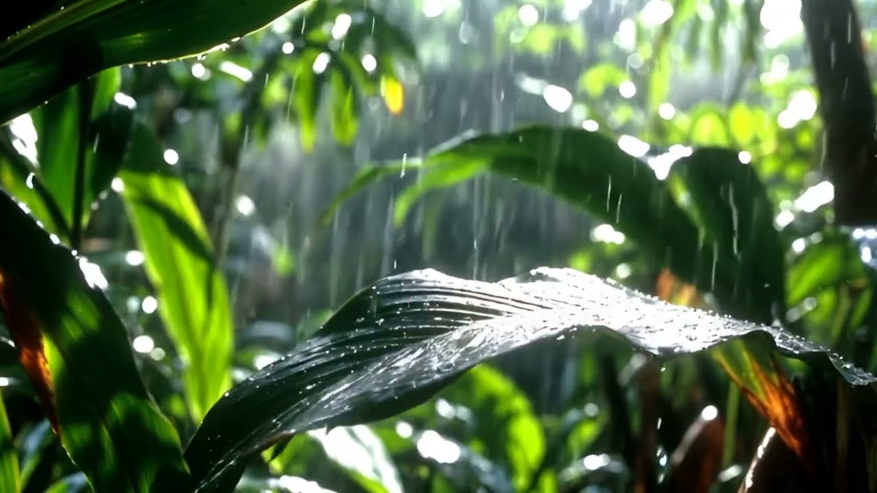 Tropical Rain on Leaves 🌿 Fresh Jungle Ambience for Relaxation