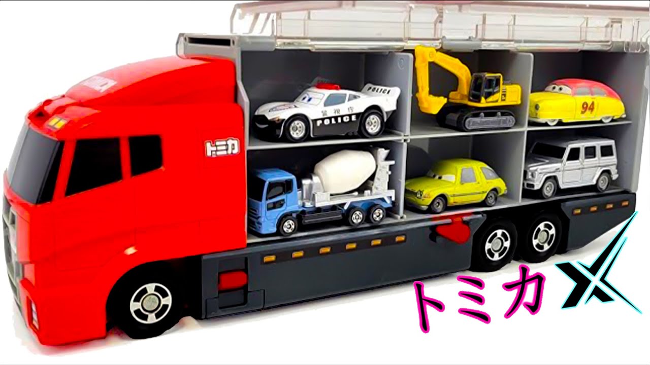 トミカ☆ランボルギーニ・トラック・バスなどを開封！コンボイに収納！ Unboxing Tomica Lamborghini, Bus & Truck Convoy!
