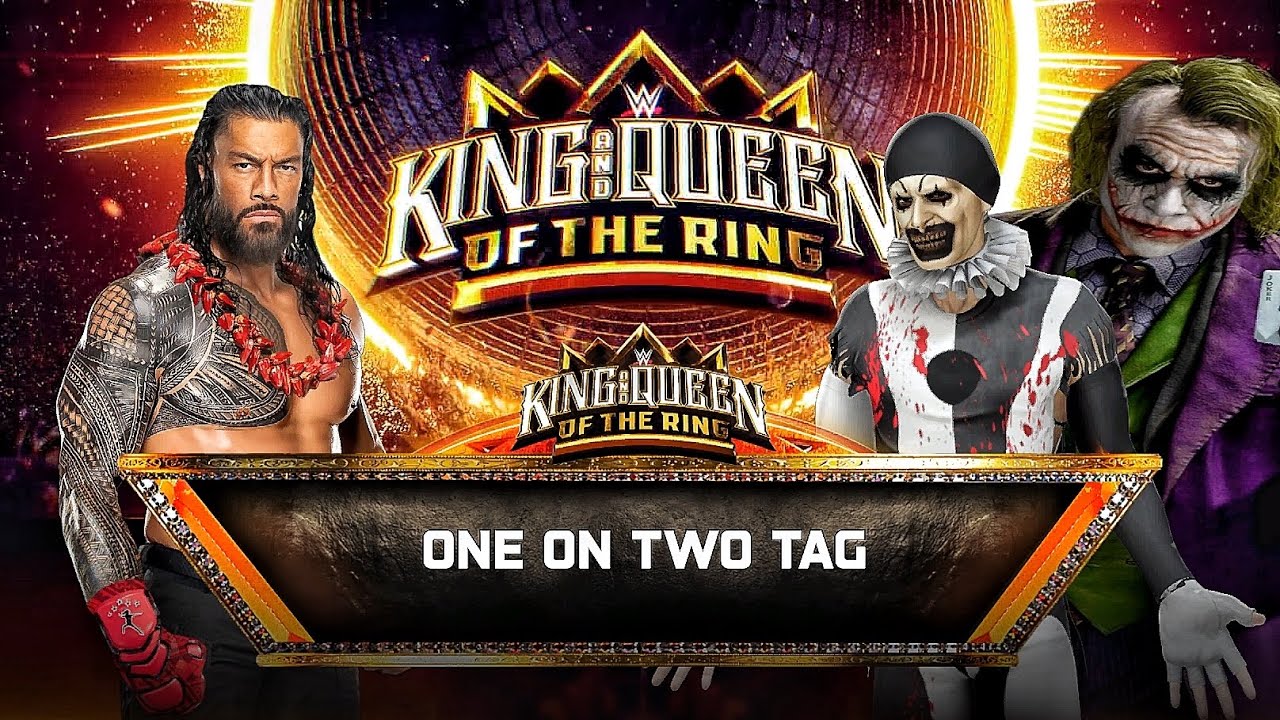 Roman Reigns Vs Art The Clown And Jocker - 1 ON 2 Handicap Match At WWE King And Queen Of The Ring