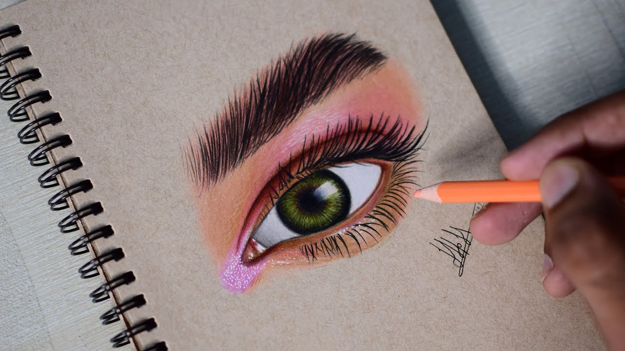Realistic Eye Drawing Tutorial with 200 Rupees Camlin Color Pencils