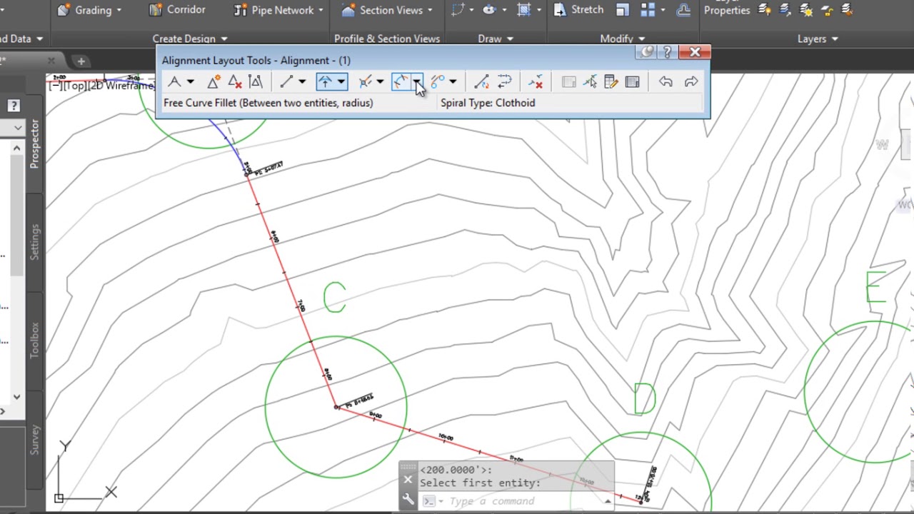 Curso AutoCAD Civil 3D - Creación de alineaciones, curvas espirales libres y flotantes -Parte 29