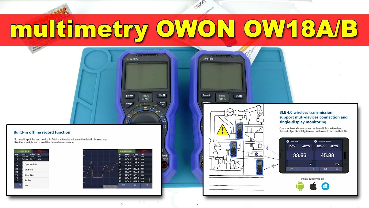 OW18B Owon multimetr cyfrowy z Bluetooth - aplikacja Android