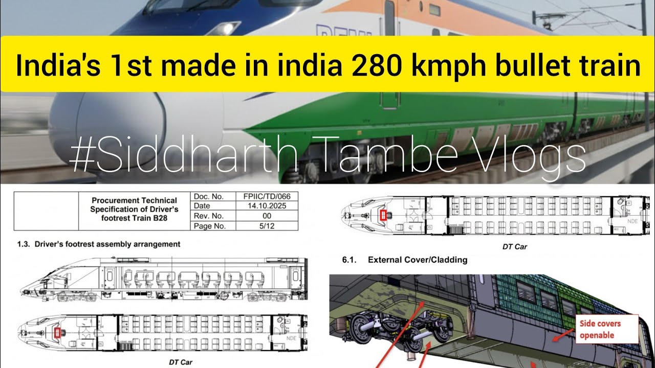 India 1st made in india Bullet Train 🚄 | 280 kmph Speed | BEML b28 train set | #indianrailways #beml