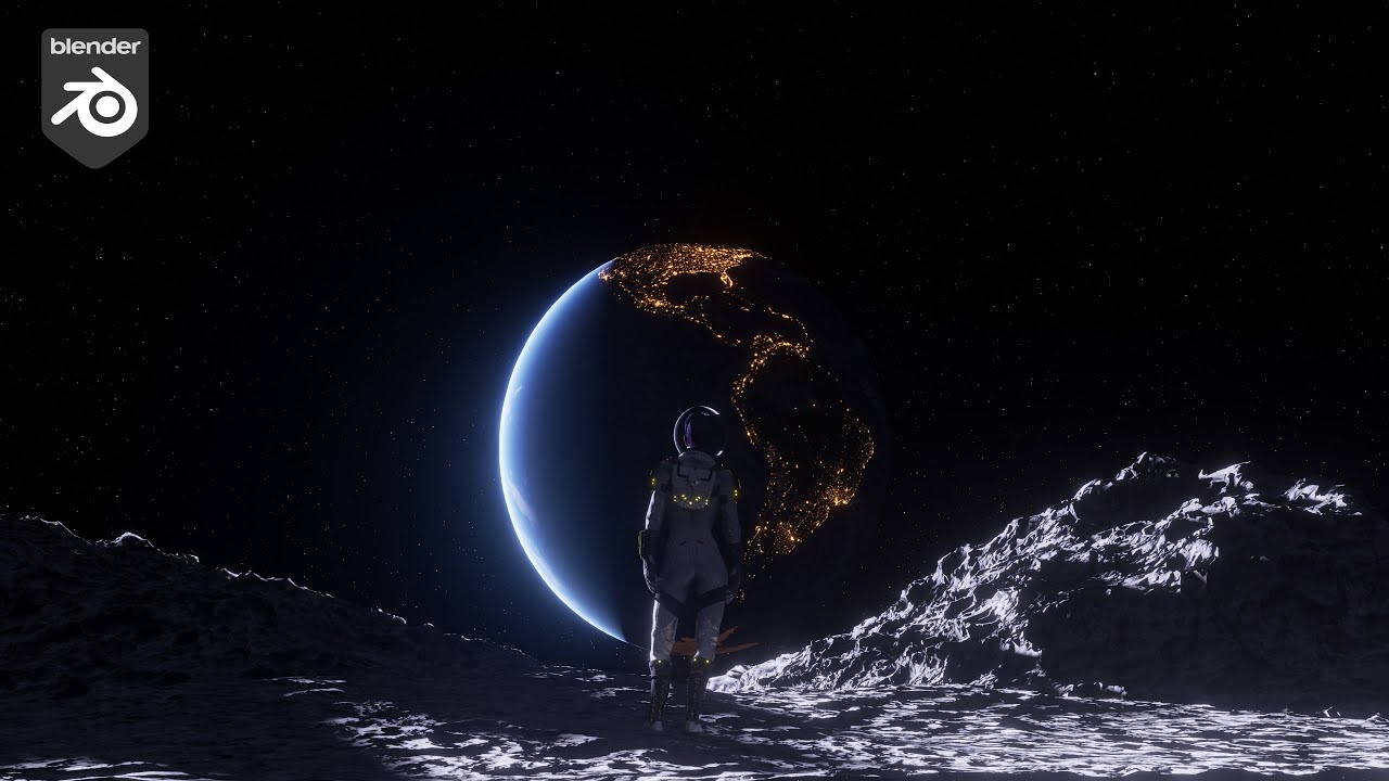Blender 3 Scene Tutorial Moonscape | Eevee + Cycles