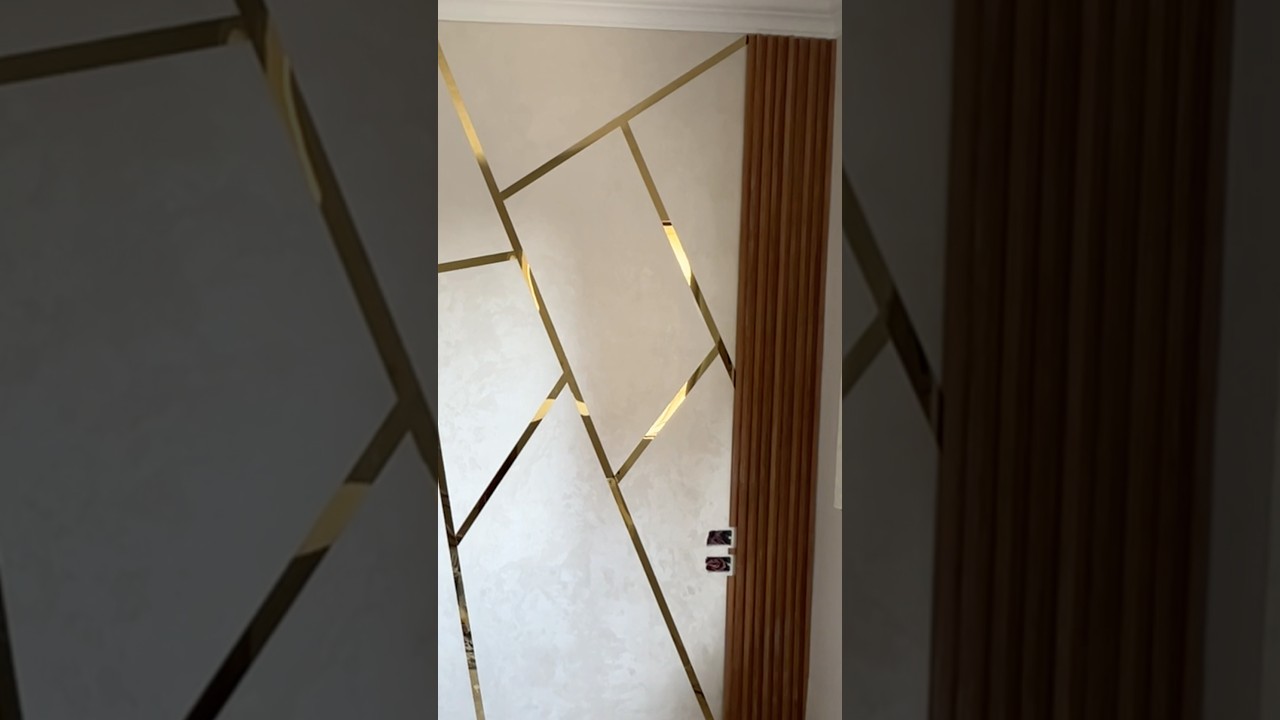 Luxury Wall Makeover with Gold Steel Strips and Wood Panels | Modern Accent Wall Idea