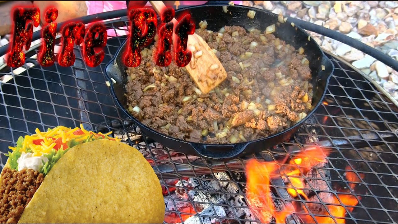 Fire Pit Tacos Camp Chef Cast Iron Pan Cooked