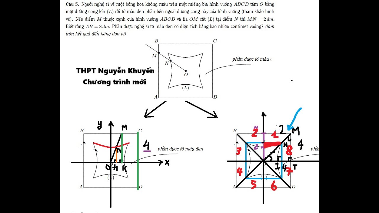 Toán 12: THPT Nguyễn Khuyến: Người nghệ sĩ vẽ một bông hoa không màu trên một miếng bìa hình vuông