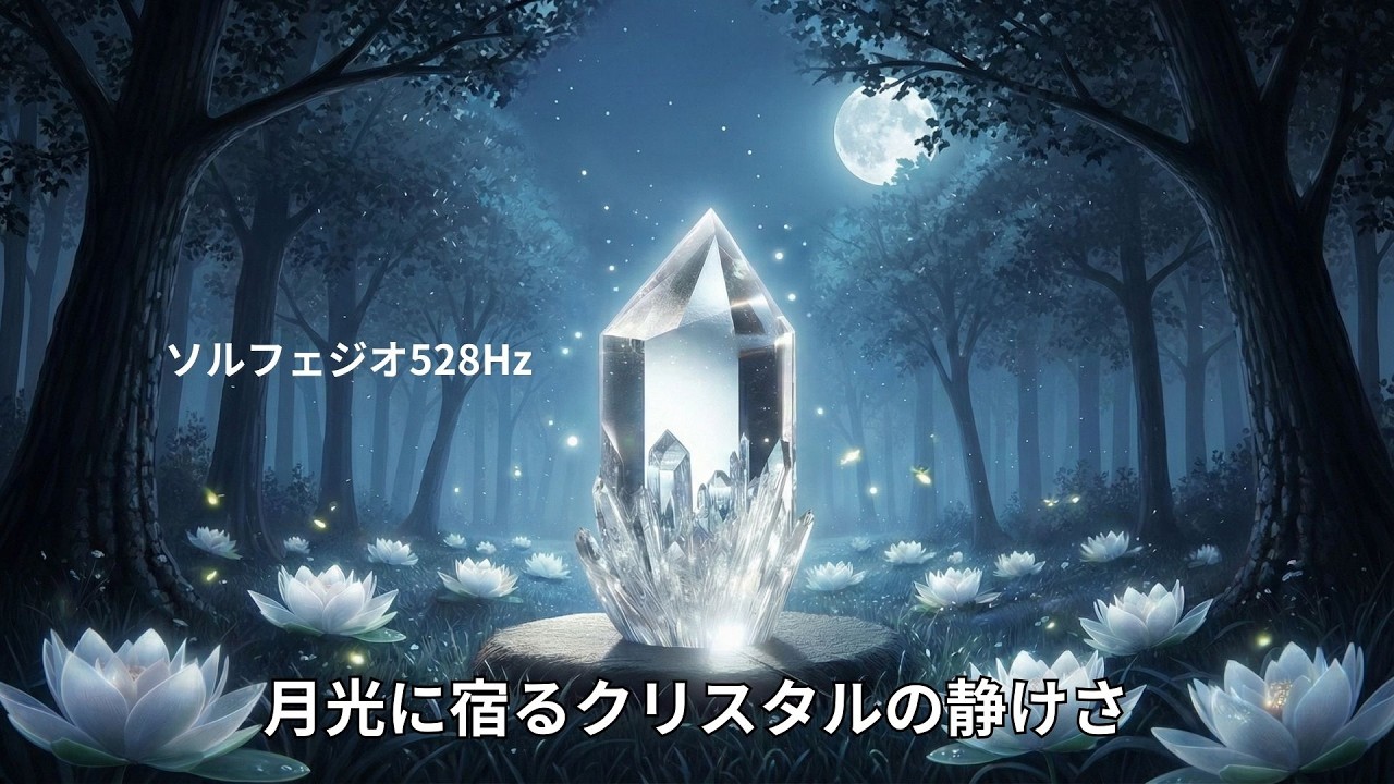 【ソルフェジオ528Hz 】月光に宿るクリスタルの静けさ｜深い癒しと安らぎの音ーCrystal Stillness Under Moonlight