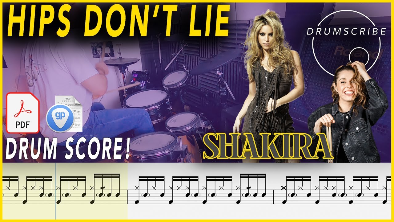 Hips Don't Lie - Shakira - Domino Santantonio Ver. | DRUM SCORE Sheet Music | #187 DRUMSCRIBE