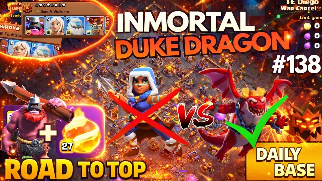 DRAGON DUKE IS THE STRONGEST HERO EVER? | FREE TH18 BASE LINK | Daily Ranked Attacks #138