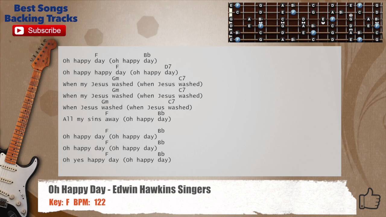 🎸 Oh Happy Day - Edwin Hawkins Singers Guitar Backing Track with chords and lyrics