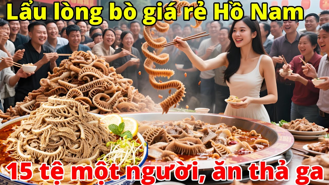 Lẩu lòng bò giá rẻ Hồ Nam, 15 tệ một người ăn bao nhiêu tùy thích, khách hàng đổ xô đi mua