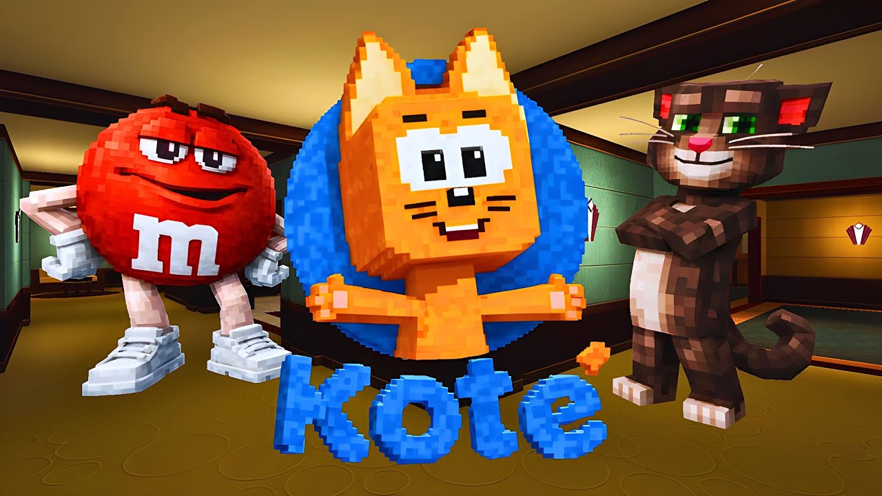 MINECRAFTIFIED NEXTBOTS TRIO of Kote Kitty, RED M&M & Talking Tom in Amsterville l Garry's Mod