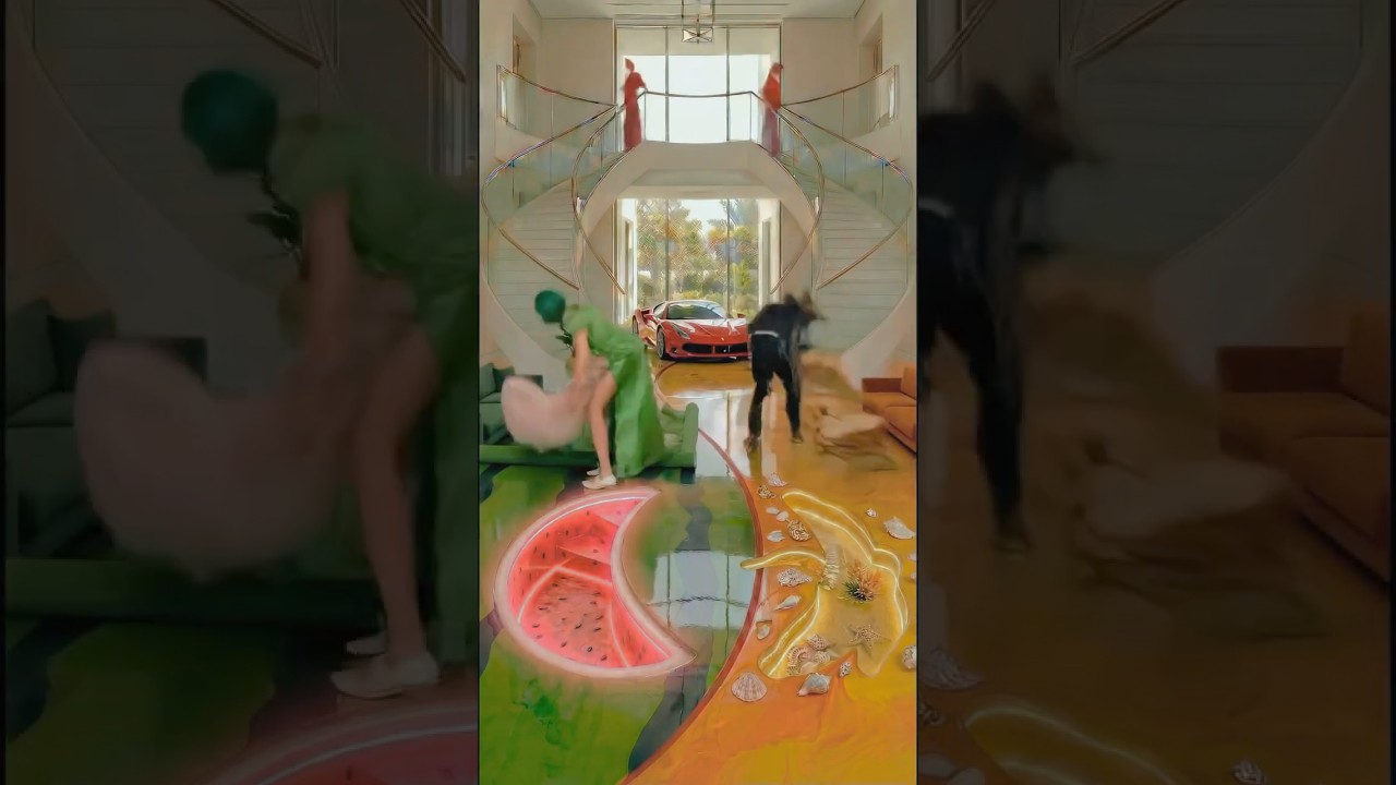 This Watermelon & Turtle Floor is INSANE 😱🍉🐢 Luxury Dual Epoxy Floor Art 😍 #diy