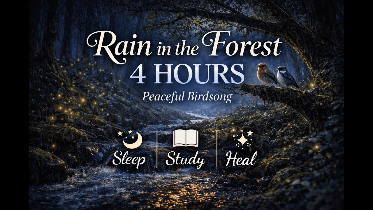 Rainy Night Forest + Peaceful Birdsong | Sleep • Study • Healing (4 Hours)