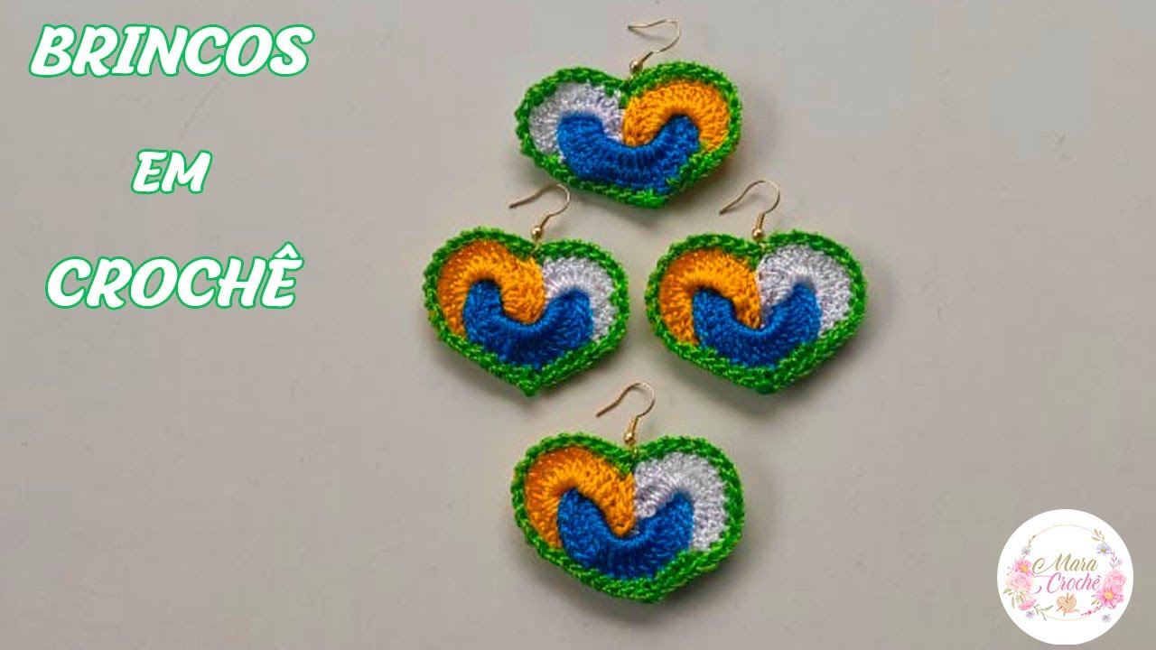 BRINCOS EM CROCHE/TEMA COPA DO MUNDO PASSO A PASSO