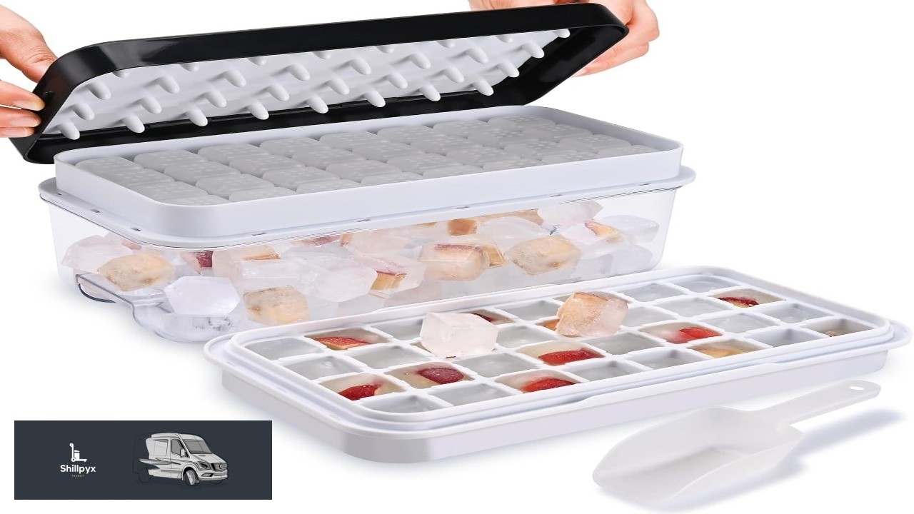 Ice Cube Trays for Freezer with Stackable Design & Lid Quick Release
