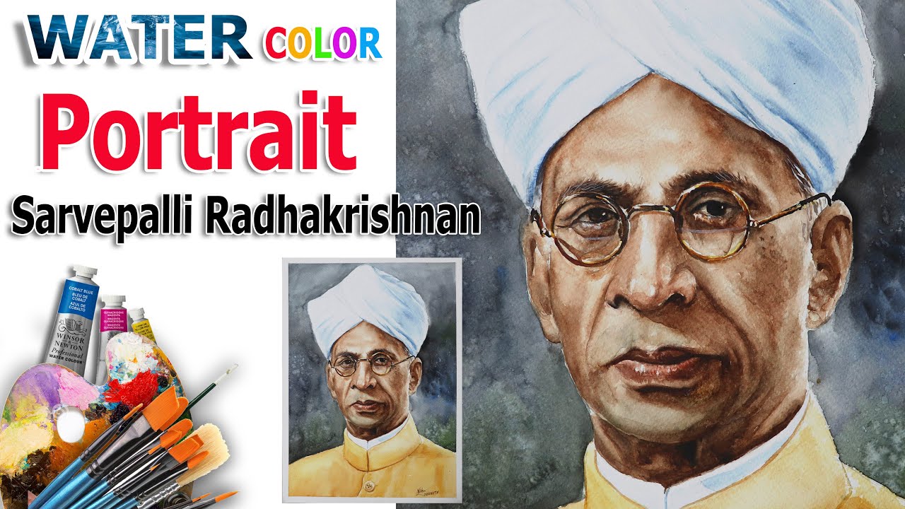 Watercolor Portrait Sarvepalli Radhakrishnan  Painting