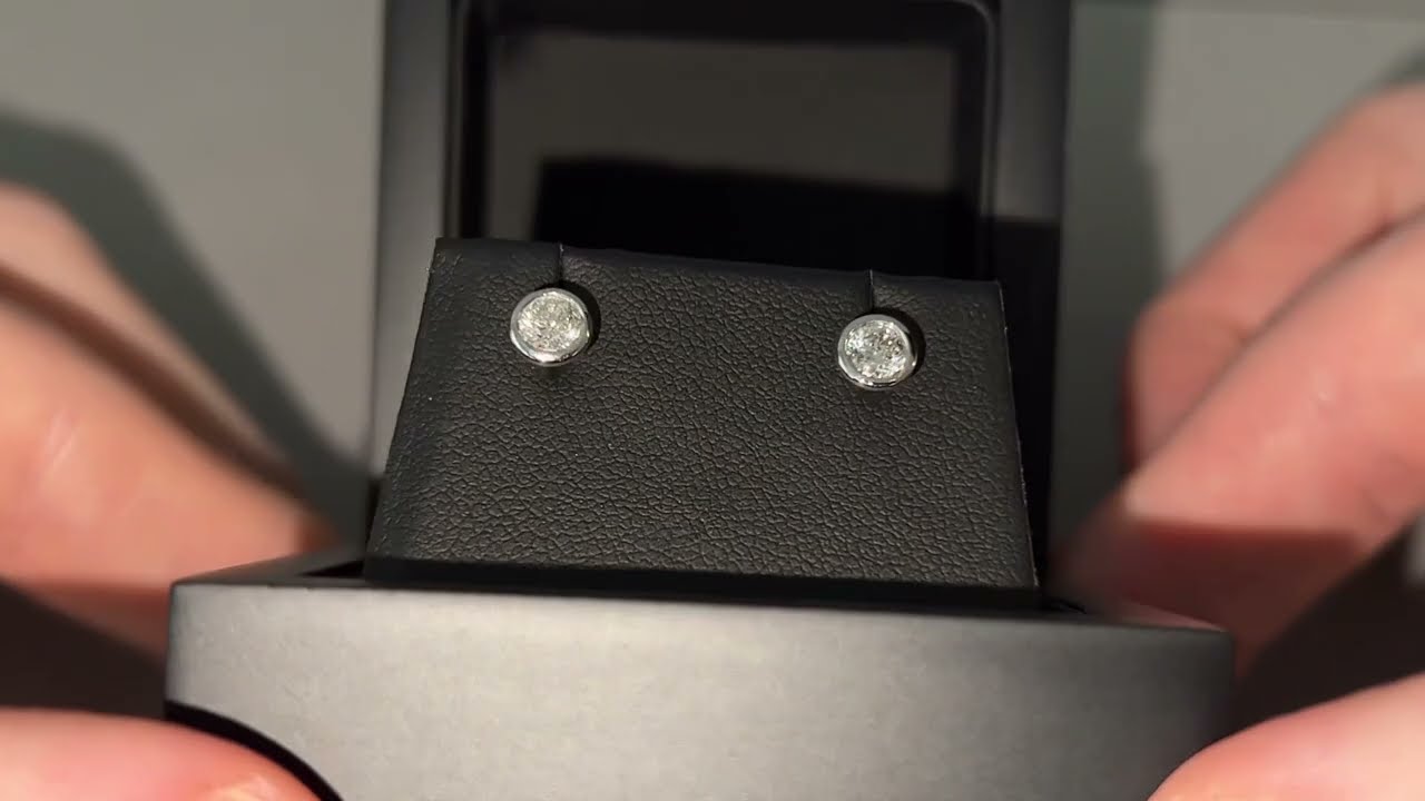 LFBJE0044(WG): Diamond Stud Earrings Bezel Set 0.50ct, 18k White Gold