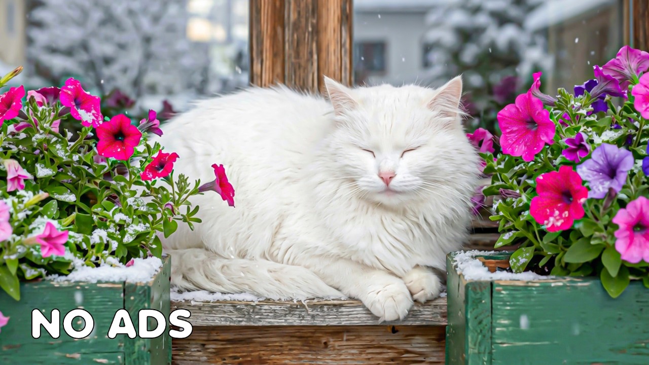 12 часов успокаивающей музыки для кошек 😻 Мягкая зимняя ночь для крепкого сна 🐾 Кошачье ТВ