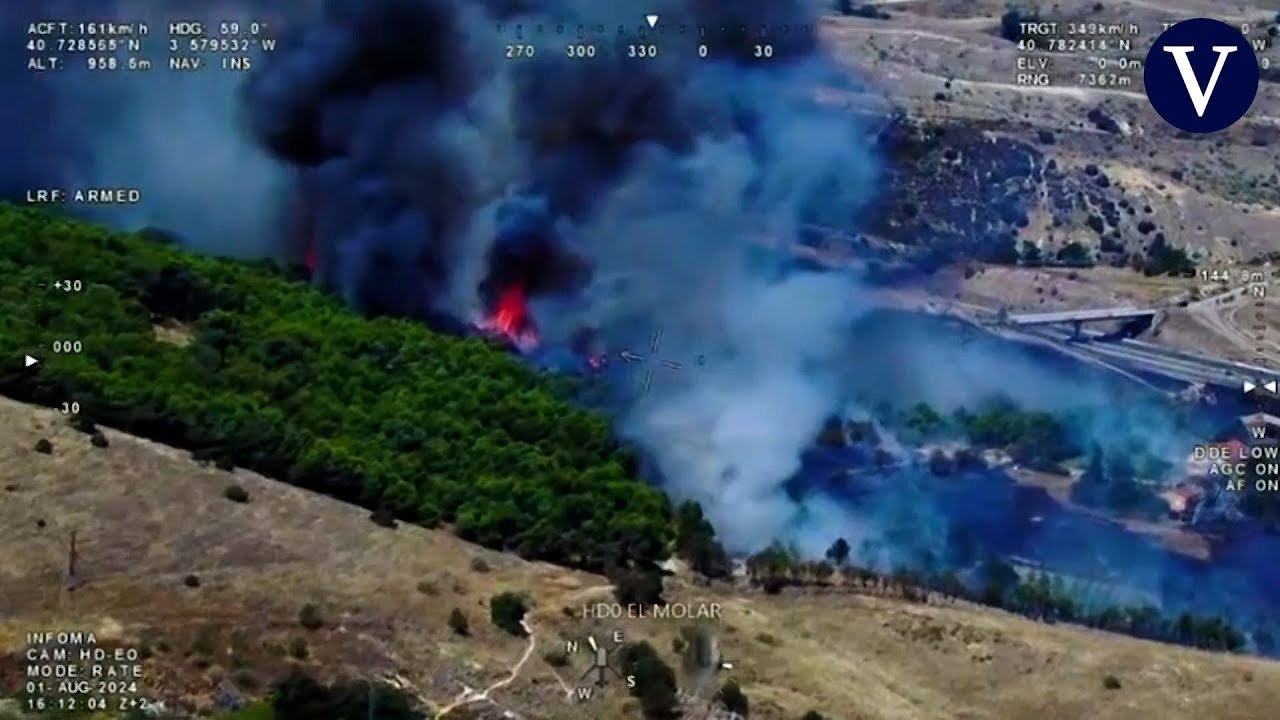 Un incendio forestal en El Molar (Madrid) tras arder un camión