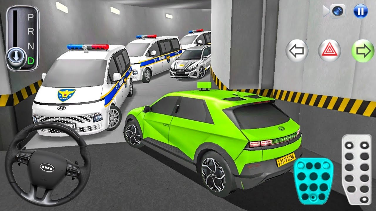 New Hyundai Green EV Car Stuck in Parking Garage - 3D Driving Class car game gameplay