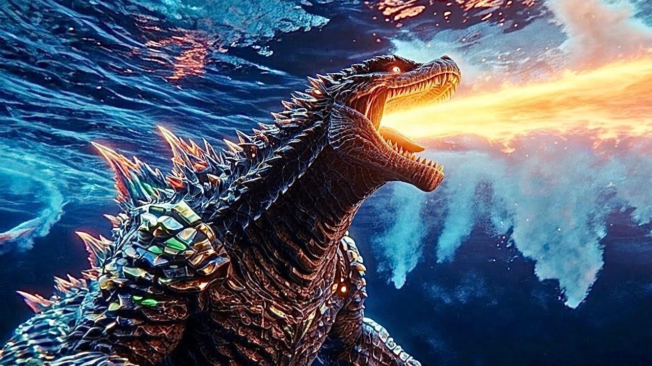 Epic Neon Dragon & Godzilla Underwater  #godzilla  #AI