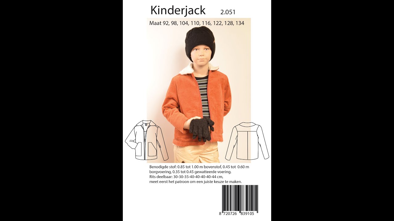 Kinderjack naaien met deelbare rits en voering