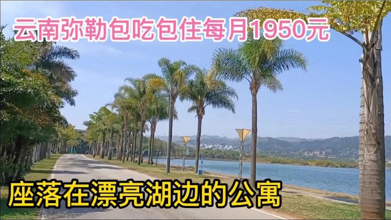 云南弥勒包吃包住每月1950元，座落在漂亮的湖泉生态园旁边的公寓