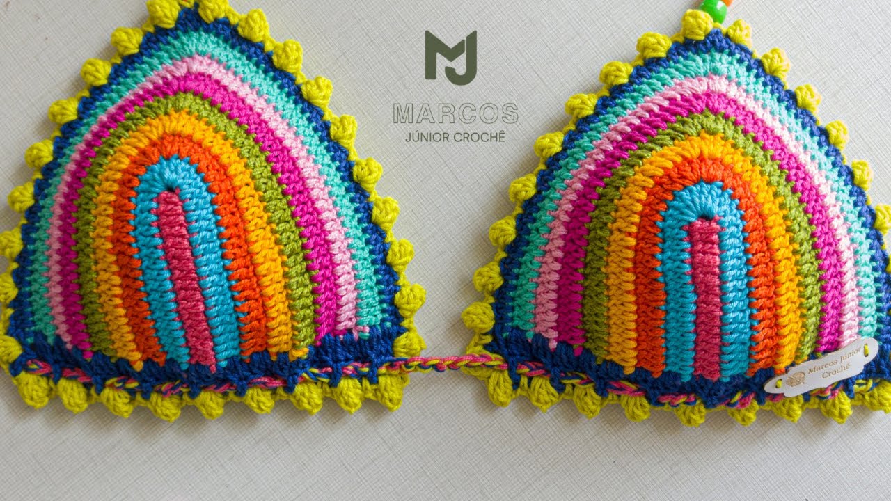 Biquíni de Crochê colorido para o carnaval passo a passo fácil e econômico - P, M , G e GG