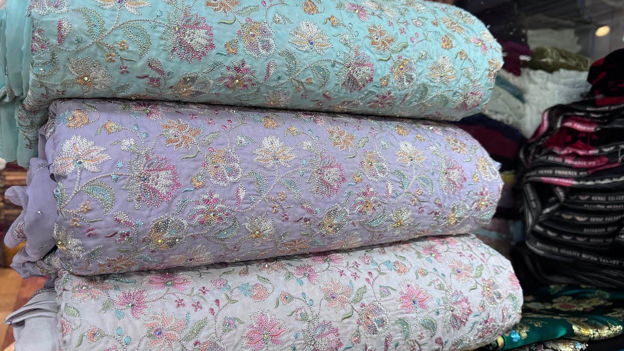 Shamose silk / tussle Silk / Bamberg Chiffon Embroidered Fancy Suits New Arrivals 