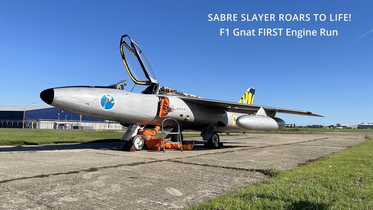 [4K HQ] SABRE SLAYER ROARS TO LIFE! Folland Gnat F1 Fighter's FIRST EVER engine run.