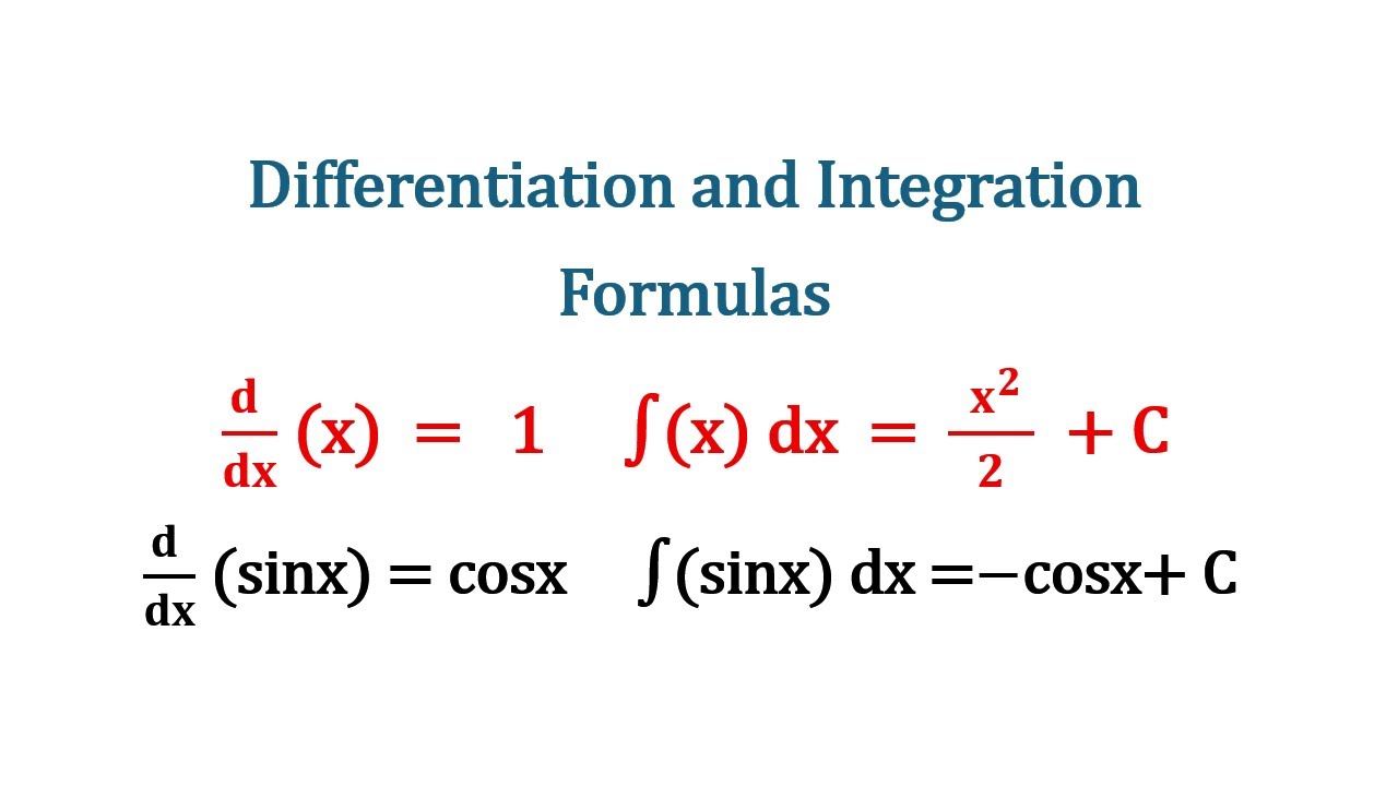 Differentiation and Integration Basic Formulas. Comparing Differentiation and Integration Formulas.