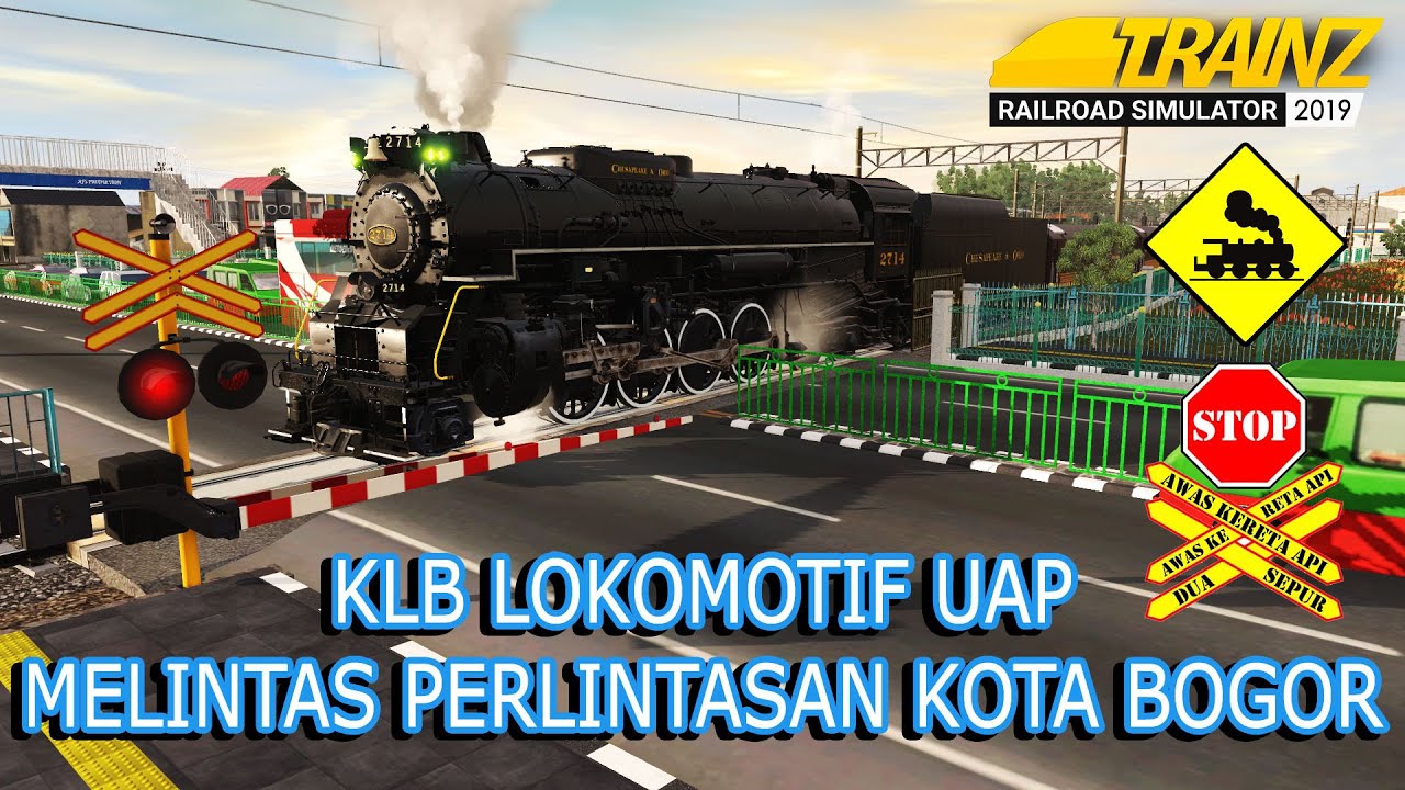 Railroad Crossing Indonesia KLB Lokomotif UAP Membawa Kereta Wisata | Trainz Simulator Indonesia
