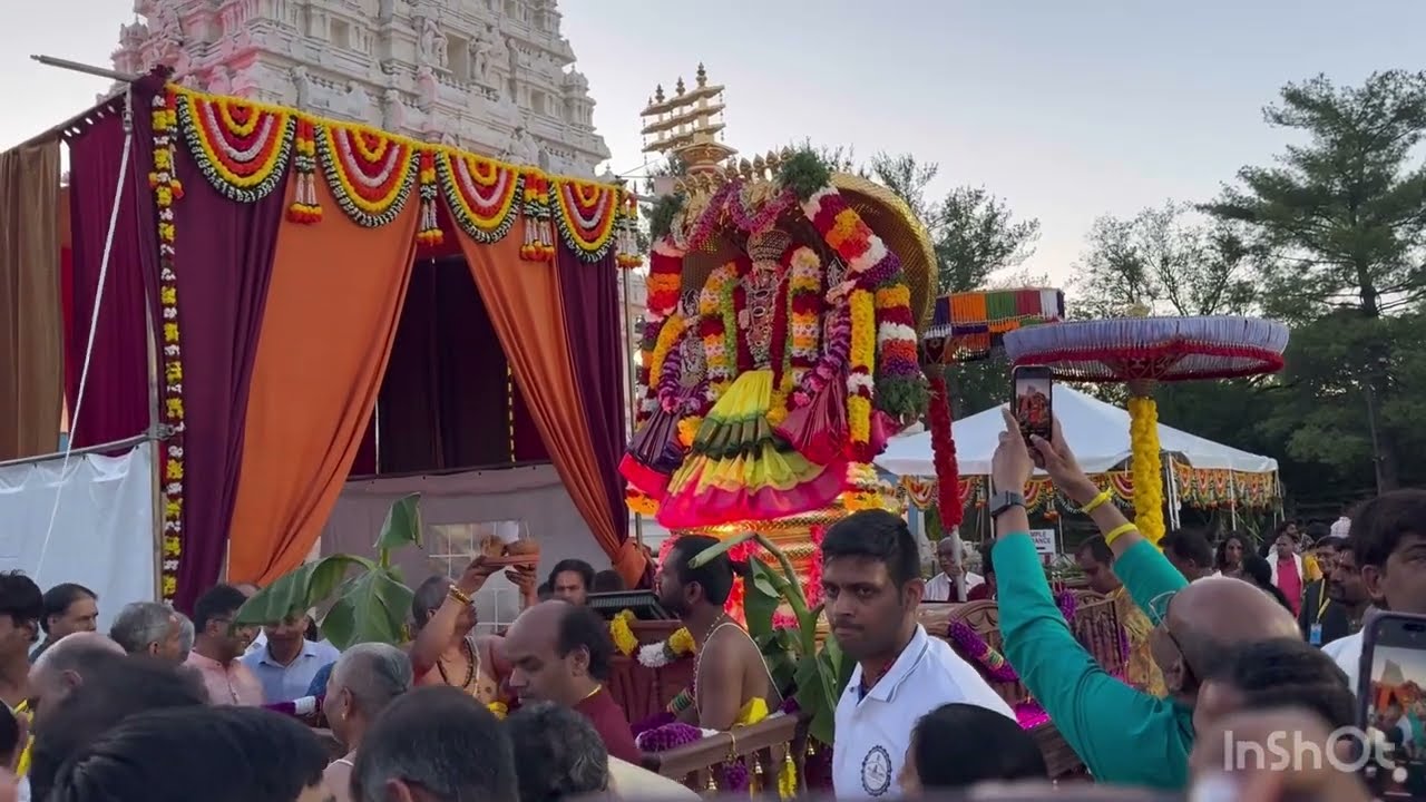 Day 2 of Brahmotsavam in Hindu Temple of Saint Louis.Kids feeding cows. Yagashala homam.