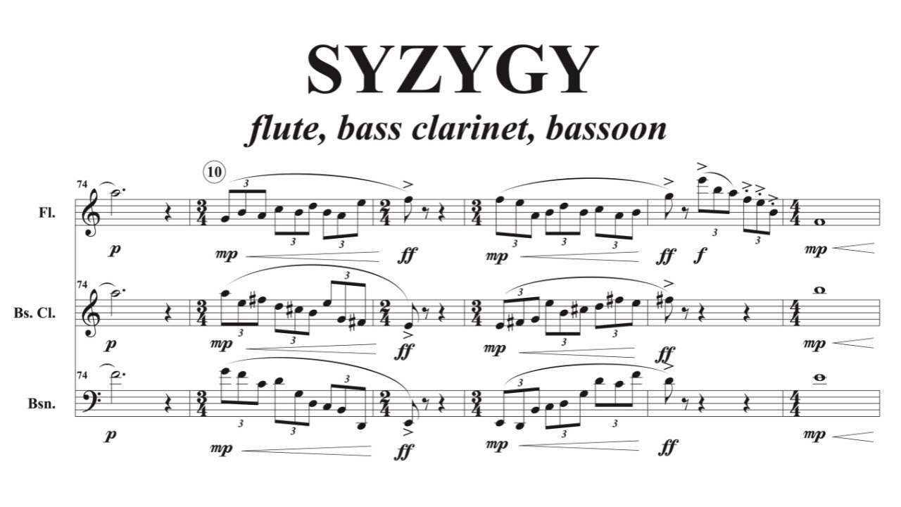 Syzygy (flute, bass clarinet, bassoon), by David Bennett Thomas