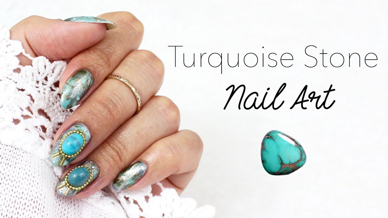 Easy Turquoise Stone Nail Art | Summer 2016 ♡