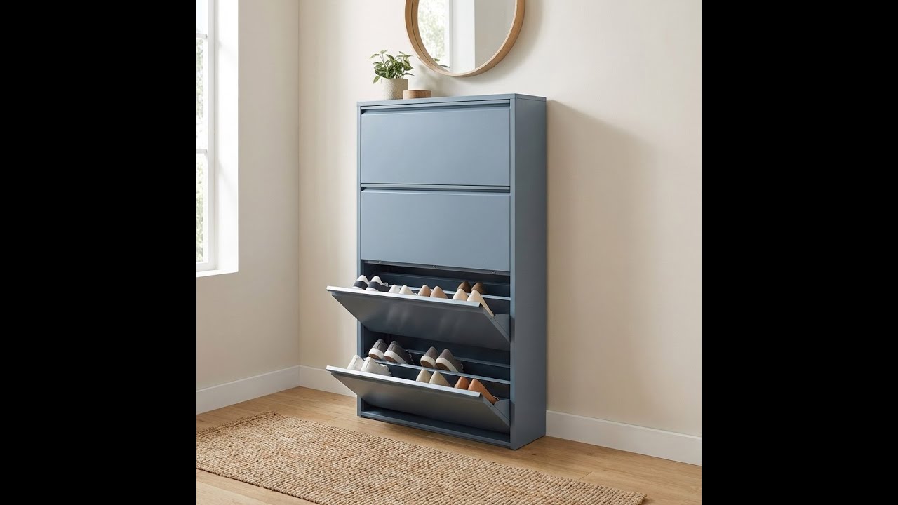 Scarpiera slim 80x14,2x136 cm in metallo - Ceruleo