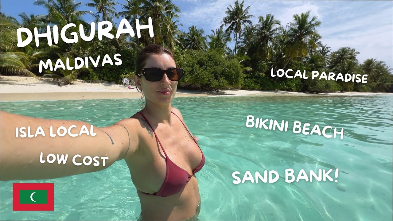 DHIGURAH🇲🇻 La isla local de Maldivas Low cost🏝️ Hidden Local Island with a sandbank and bikini beach
