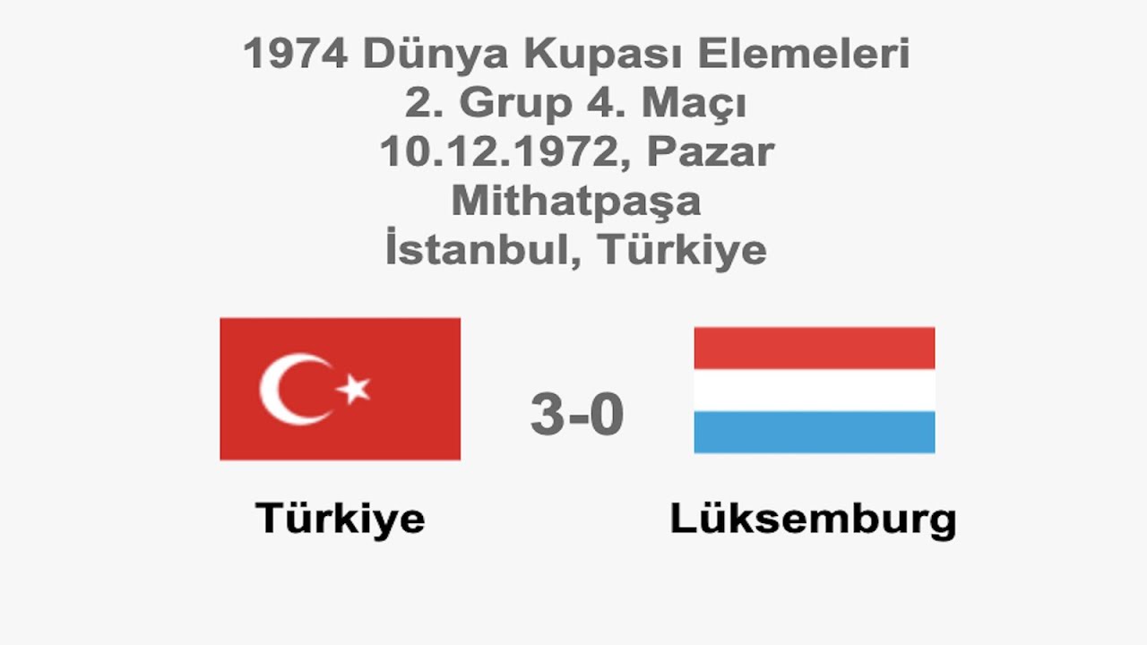 Turkey 3-0 Luxembourg 10.12.1972 - FIFA World Cup 1974 Qualifying Round 2nd Group 4th Match
