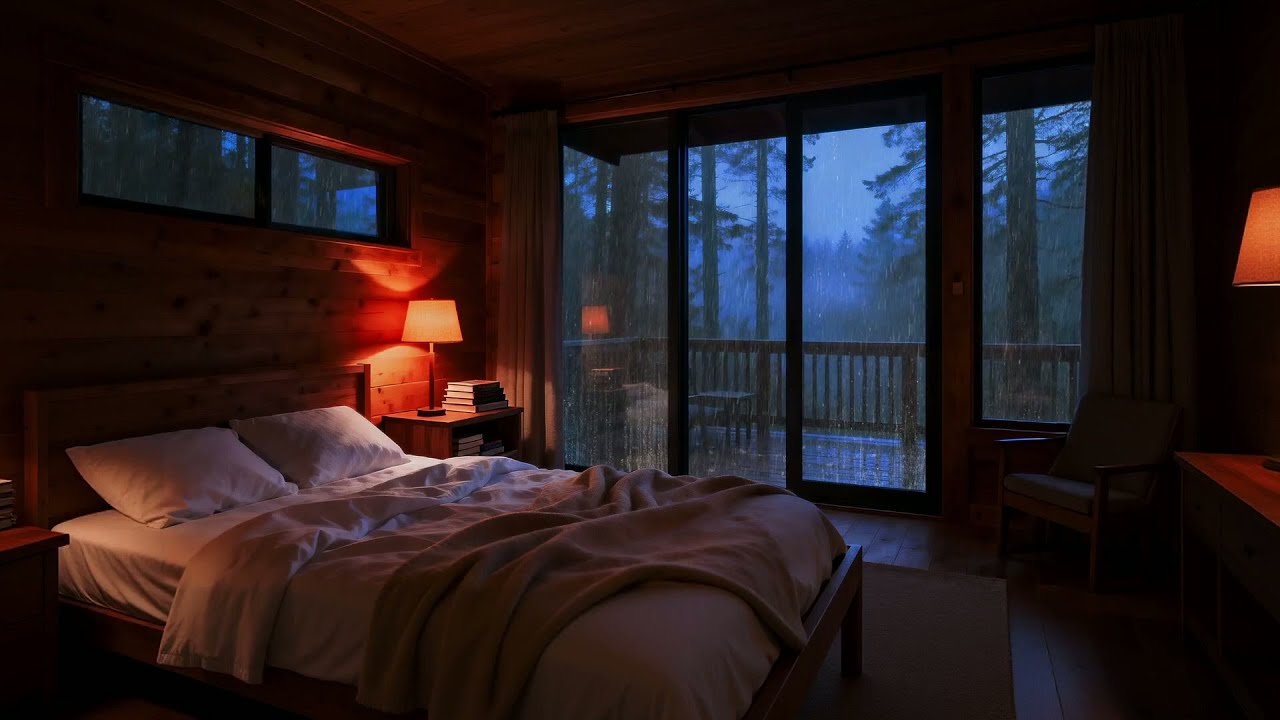 Relaxing Nature Rain in a Cozy Bedroom | Heavy Rain Forest Sounds for Sleep, Study & Meditation
