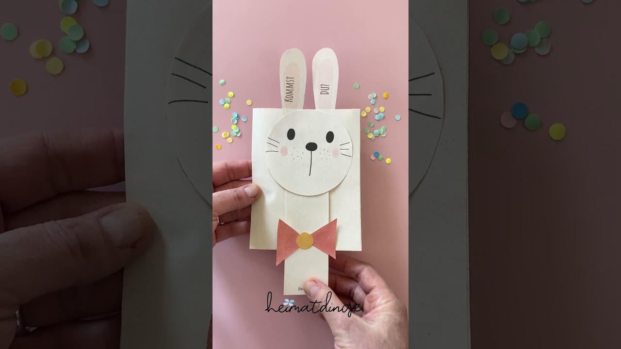 Hasen Einladungskarte Kindergeburtstag basteln / PDF-Vorlage #kindergeburtstag #einladung #basteln