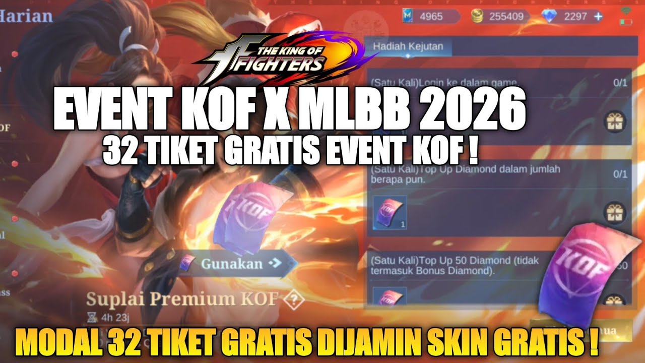32 TIKET K.O.F!! CARA DAPAT SKIN KOF MURAH 2026 | 32TIKET GRATIS EVENT KOF BINGO MOBILE LEGENDS KOF