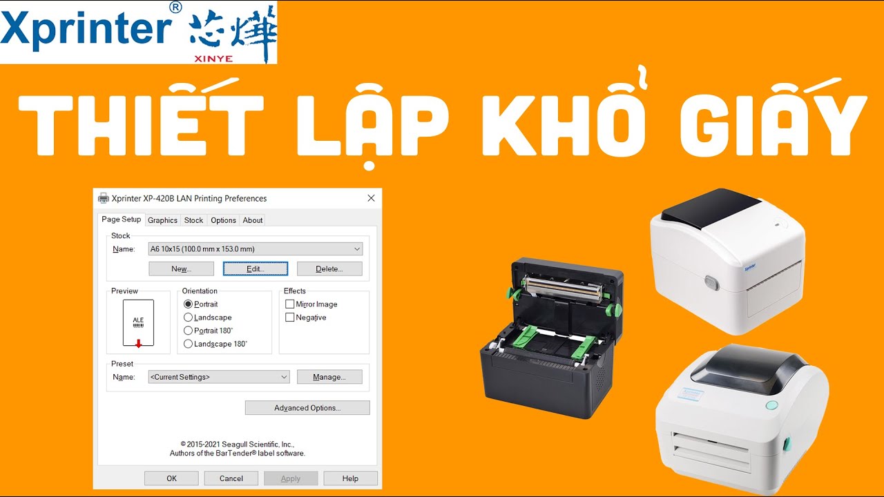Hướng dẫn thiết lập khổ giấy máy in sử dung Driver Bartender Xprinter Gprinter Goddex dPos DL02