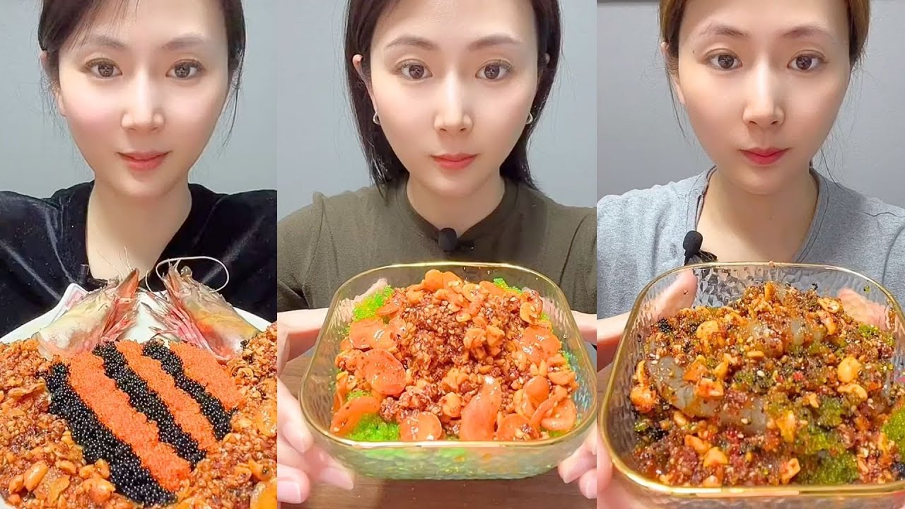 Chinese Colorful Fish Roe & Spicy Seafood ASMR | Crunchy Eating Sounds #31