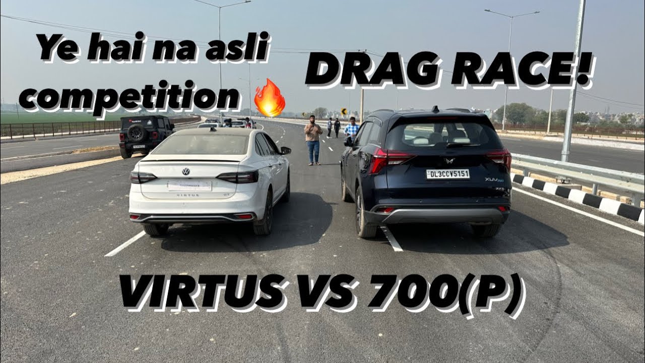 Finally! XUV700 vs VIRTUS GT DRAG RACE! Who’s the real champ? #volkswagen #mahindra #xuv700 #virtus