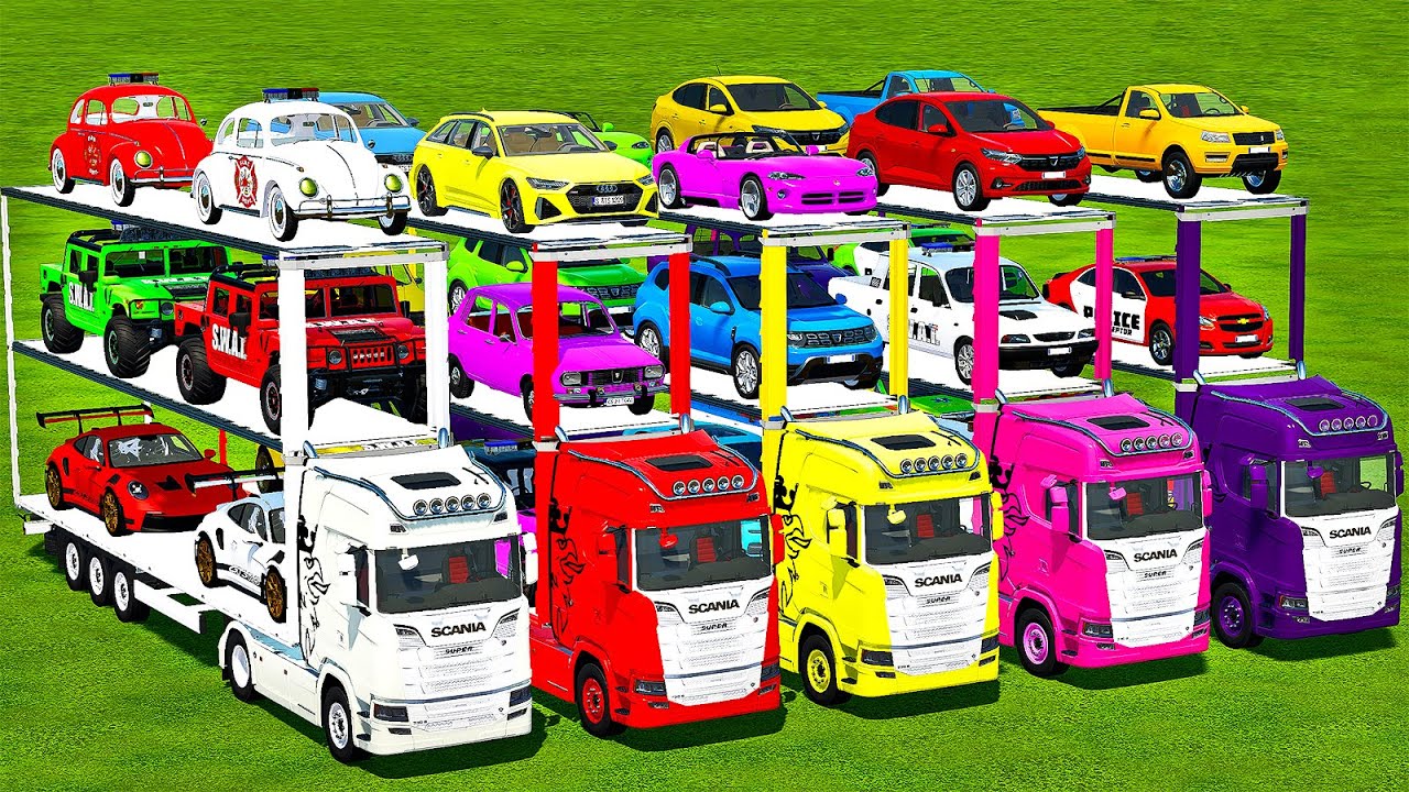 LEADER FOLLOW OVERSIZED TRANSPORT WITH SCANIA TRUCKS & FIELD PLOWING! Farming Simulator 22