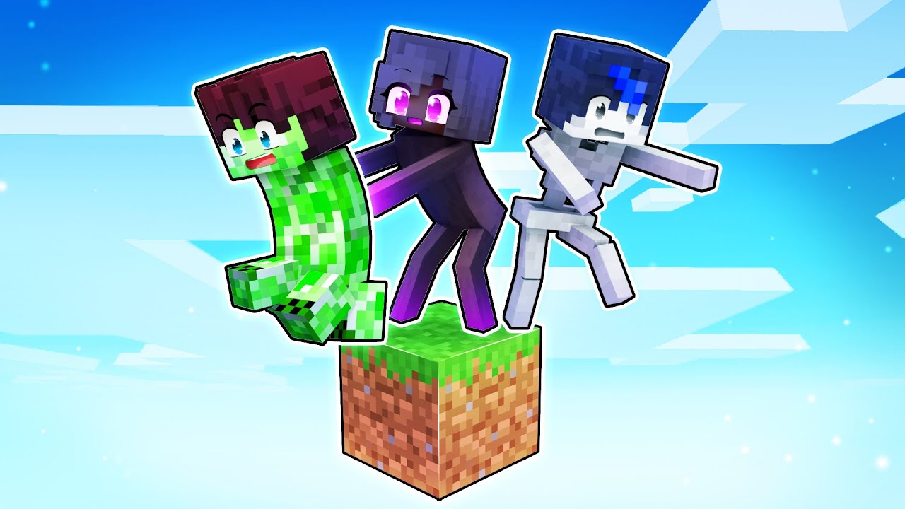 Playing As MOBS On ONE BLOCK In Minecraft!